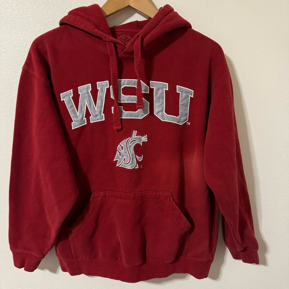 Washington State University Red Thermal Lined Hoodie Embroidered Patch-Small